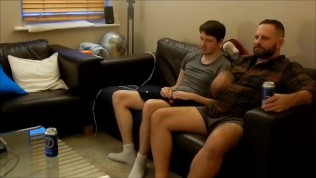 Cute boy seduces step dad and friend