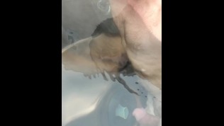 Hot tub jet makes me cum hands free