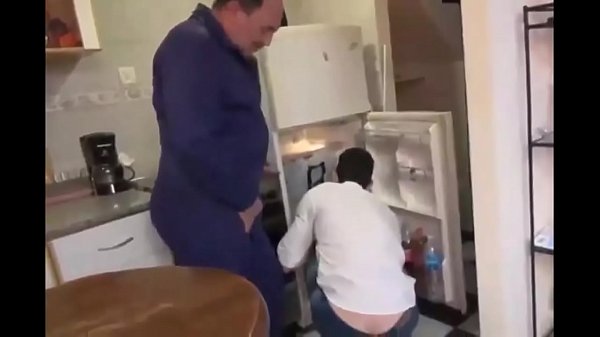 Old vs Young gay fucking in Kitchen