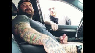 Muscular beef cums in his voyeurs mouth