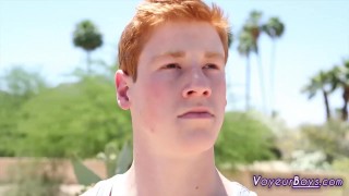 Red head jerks hot cock!