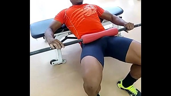 Sexy black man working out bulge