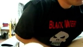 Army guy shoots a load on a sex doll