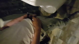 asian twink hunk pissing piss public urinal cut cock, young Asian gay couple porn