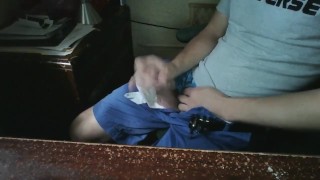 Beautiful College Boy blows a thick creamy load