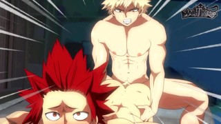 Boku no Hero academia 1.0: Bakugou e Kirishima [PT-BR], Bareback gay sex videos
