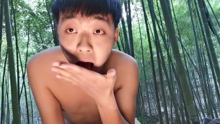 boy cum Chinese Masturbating Eat fine  Shèjīng Ejaculation field, open land USA japan gay china bamboo forest university student