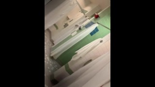 College gym shower, hung uncut jock