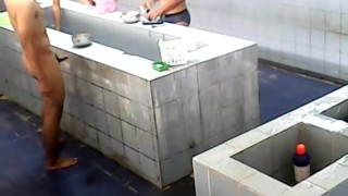 Thai Army naked group shower