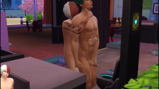 Todoroki and Midoriya fuck in a public bathroom