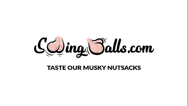 Two buddies with saggy balls masturbate together and cum