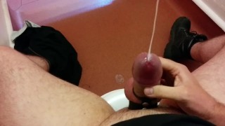Wanking & Jerking Off My Fat Uncut Cock In Public Toilet