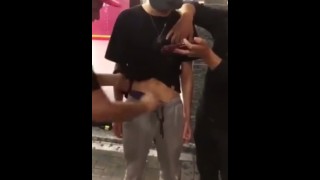 Asian man gets jerked in public (got hard watching this), young Asian gay cumshot