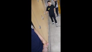 『Look at pervert cums!』…public toilet risky HJ, young Asian gay videos