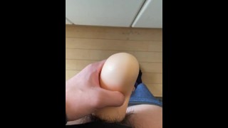 男子高校生　オナホで喘ぎながらオナニー　