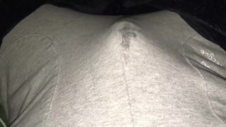 My Belly Bulge makes Me Cum in Grey Sweatpants