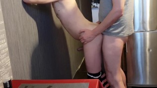 My boyfriend fuck me hard in the kitchen and cum in my ass, hot gay amateur