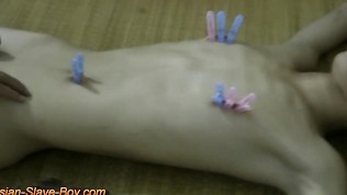 Slim Asian Slave Boy With Pain Clips, best gay porn Asian