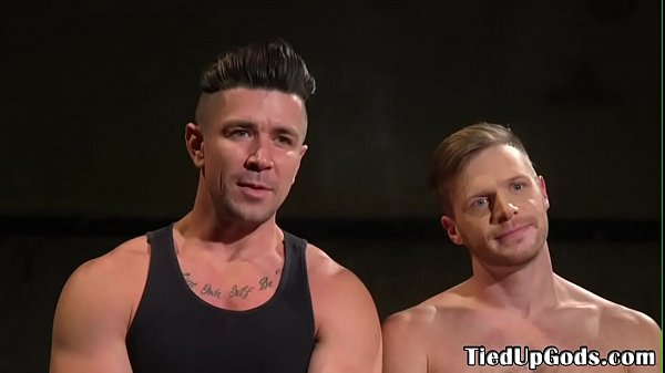 Tiedup bdsm hunk clamped after cocksucking