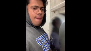 Playing with a DL guy in an understall restroom!