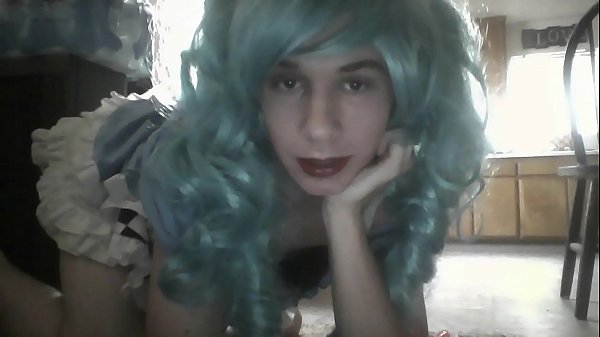 sexy cross dresser plays and swallows cum