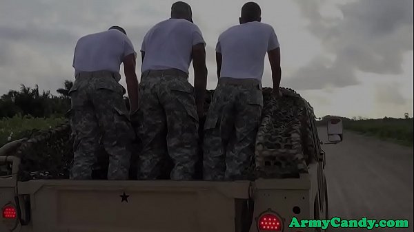 Military hunk assfucked outdoors at sunset