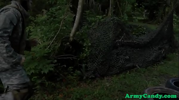 Military hunks fuck and suck outdoors