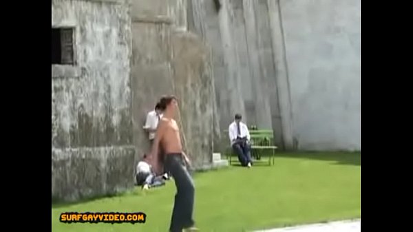 Twinks in garden bareback sex blowjob handjob and cumeating