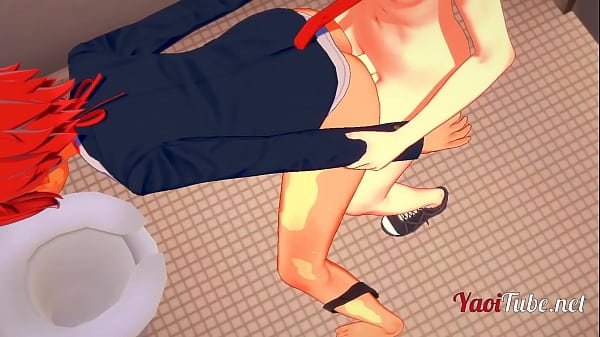 2 NekoBoys having sex in School’s Toilet , handjob and anal with crempie