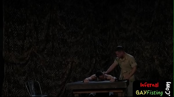 Army twink gets rough anal fisting