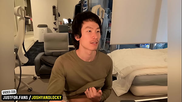 Young Asian man’s rock hard cock is about to burst! Hands free cum